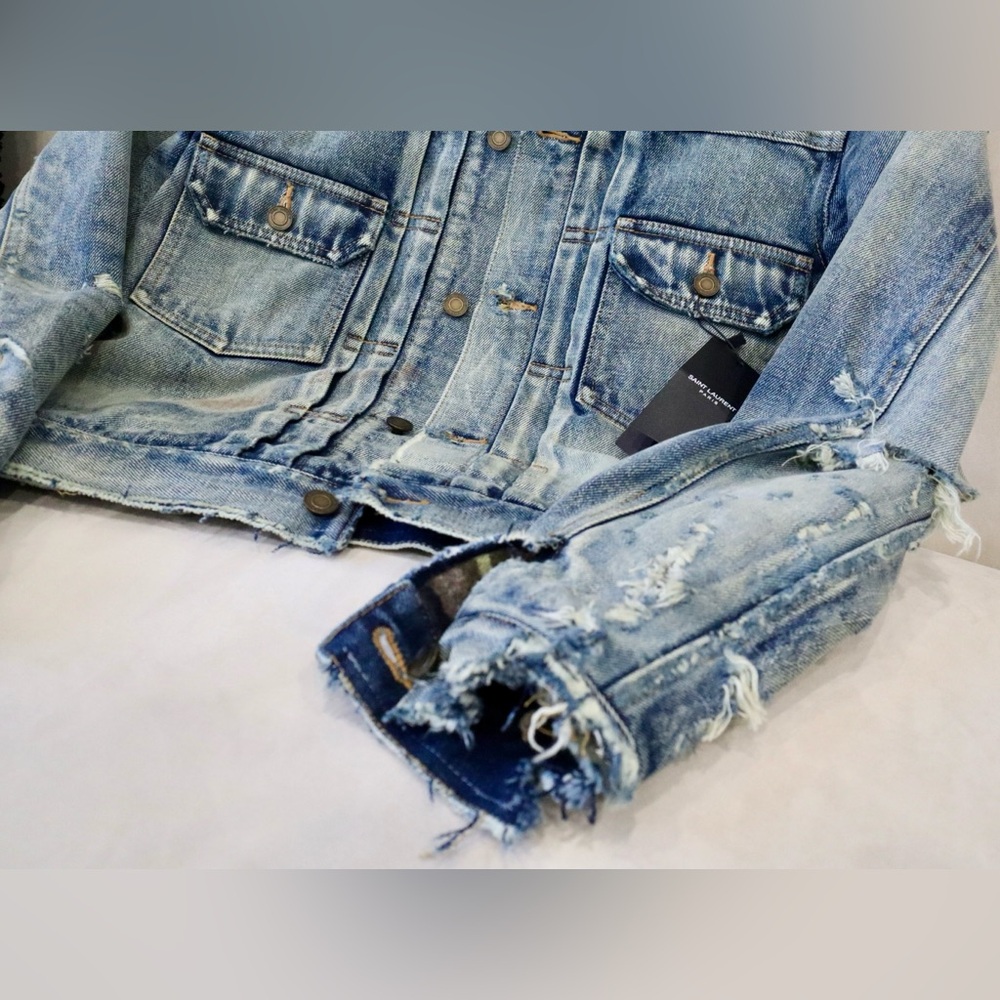 ❌SOLD❌YSL Destroyed Denim Jacket - Picture 7 of 10